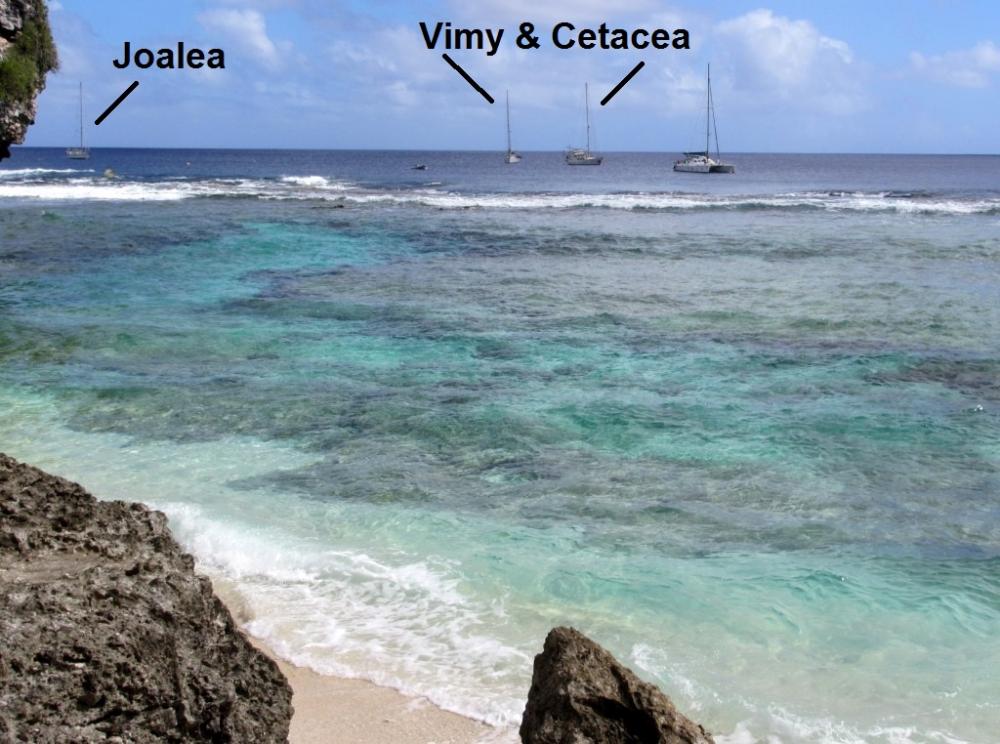 Cetacea, Vimy & Joalea in the anchorage.